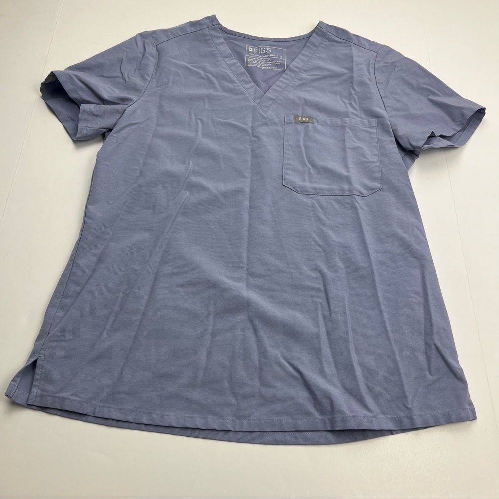 Figs Technical Purple Blue Grey Gray Short Sleeve V-neck Scrub Top Womens Small